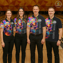 Load image into Gallery viewer, Colorful Skull bowling jerseys Bowling Polo, 1/4 zip Shirt Custom Bowling Team shirt for mens bowlers NQS11317