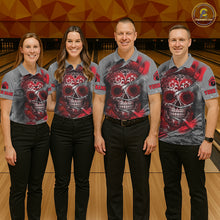 Load image into Gallery viewer, Red Sugar Skull Tattoo Custom Women Bowling Polo, Quarter Zip Shirts,Team Bowling Jerseys NQS11528