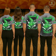 Load image into Gallery viewer, Green Sugar Skull Tattoo Custom Women Bowling Polo, Quarter Zip Shirts,Team Bowling Jerseys NQS11529