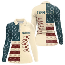 Load image into Gallery viewer, Vintage American Flag Bowling Polo, Quarter Zip shirt for Women Custom retro bowling team jerseys NQS9264