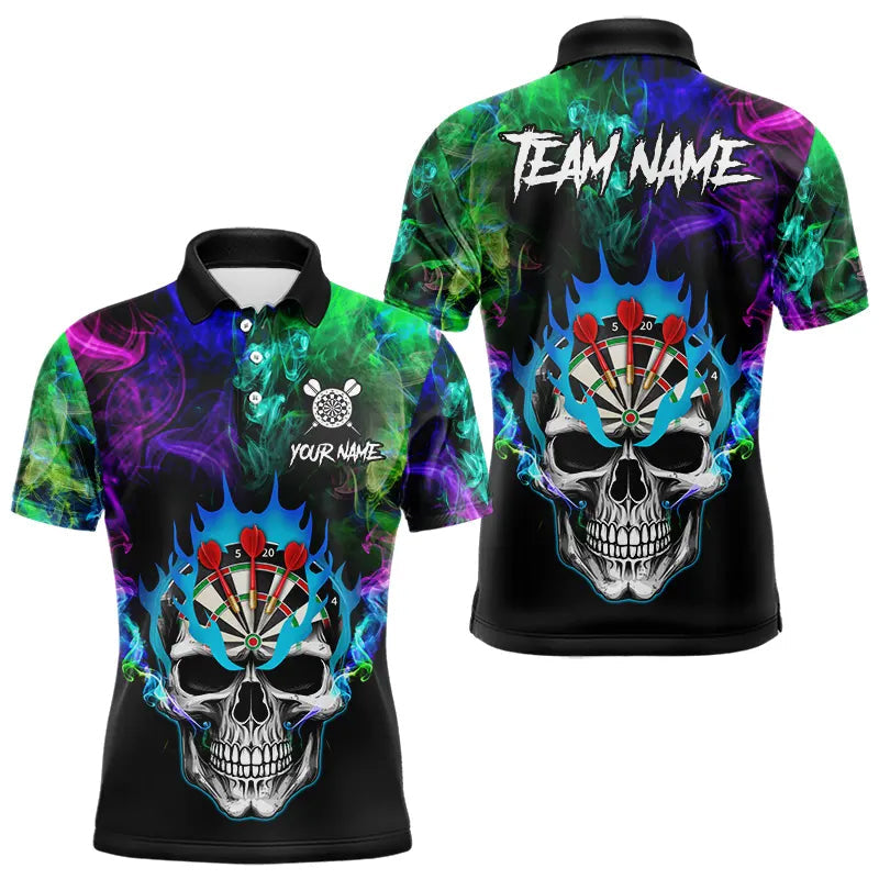Colorful smoke Skull Darts shirts for Men Custom Team Darts Jerseys, Best Darts Gift For Player NQS9611