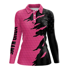 Load image into Gallery viewer, Personalized Womens golf polos shirt custom pink golf shirts black American flag ladies golf apparel NQS9775
