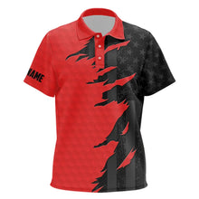 Load image into Gallery viewer, Personalized Kid golf polos shirt custom red golf ball skin black american flag golf apparel for Kid NQS9776