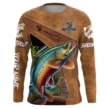 Brook trout fishing UV protection custom name fishing shirts, performance shirts for men, women, kid NQS6229