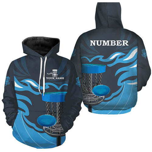 Retro disc golf Hoodies custom name and number team disc golf hoodie jerseys | Blue NQS8810