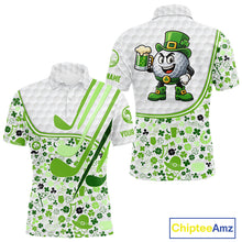 Load image into Gallery viewer, Personalized Funny Golf beer Green clover pattern golf clubs St Patrick&#39;s Day golf polo shirt for men NQS11144