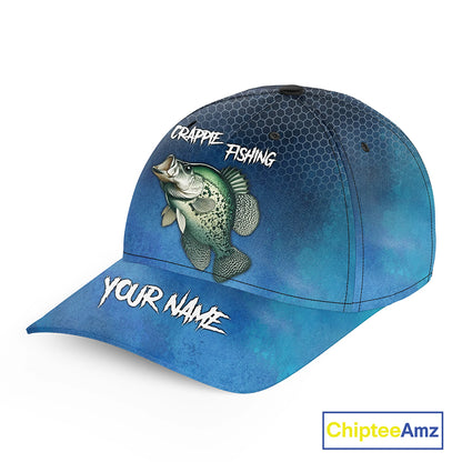 Blue camo Crappie fishing Custom Crappie fishing hat Unisex Fishing Baseball Angler fishing cap NQS11353