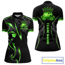 Load image into Gallery viewer, Black and Green clovers St Patrick's Day Bowling Shirts for Women Custom Bowling Team jerseys NQS11692