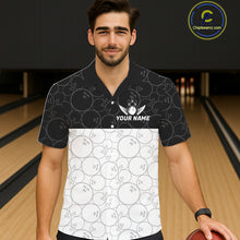 Load image into Gallery viewer, Black and White Bowling Camo Button-up Shirt Custom Hawaiian Bowling Team League Bowlers Outfit NQS11701