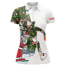 Load image into Gallery viewer, Womens disc golf polo shirts Christmas Santa pattern custom disc golf outfit NQS6750