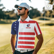 Load image into Gallery viewer, Red, White and Blue American Flag Golf Polo Shirts For Men Custom Patriotic Team Mens Golf Outfit NQS11158