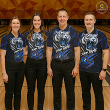 Load image into Gallery viewer, Black &amp; Blue Lightning Thunder Tiger Bowling Polo, 1/4 zip shirts for men custom team Bowling jerseys NQS11575