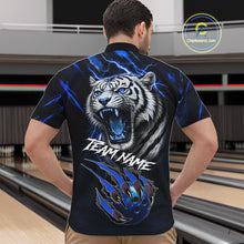 Load image into Gallery viewer, Black &amp; Blue Lightning Thunder Tiger Bowling Polo, 1/4 zip shirts for men custom team Bowling jerseys NQS11575