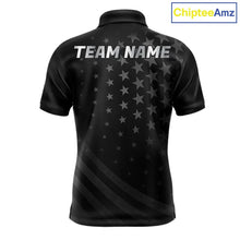 Load image into Gallery viewer, Custom Black American Flag Golf Team Shirts For Men, Personalized patriotic Mens Golf top NQS11707