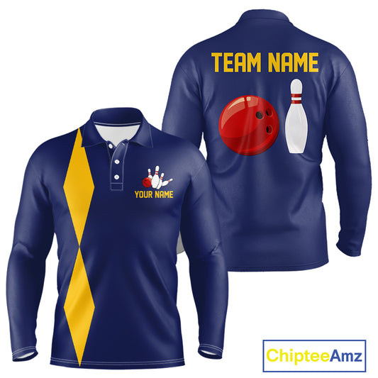 Personalized Yellow and Blue Retro Bowling Shirts For Men custom vintage bowling team jerseys NQS11165