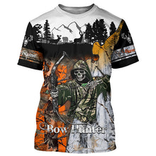 Load image into Gallery viewer, Bow Hunter Skull Orange and white tree Camo Deer Hunting Customize name 3D All over print shirts NQS666