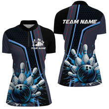 Load image into Gallery viewer, Personalized Bowling shirt for Women Custom Team's Name Bowling League Jersey, Gift For Bowlers | Blue NQS8852