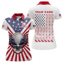 Load image into Gallery viewer, Red, White and Blue American Flag Eagle Womens Golf Polo Shirts Custom Patriotic Ladies Golf Top NQS9118