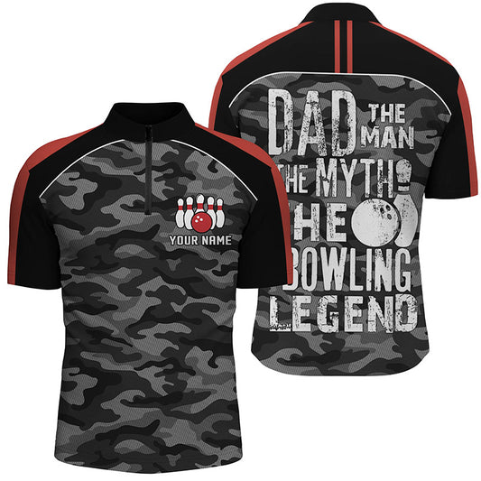 Custom black bowling shirt for bowling – personalized team jersey front view
