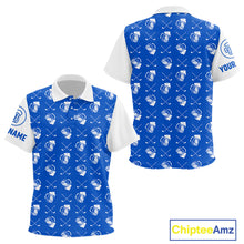 Load image into Gallery viewer, Blue and white golf pattern Kid golf polo shirts custom golf beer outfit Kid golf clothes NQS9856