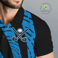 Load image into Gallery viewer, Custom Black and Blue camo Golf Polo Shirt For Men Custom men&#39;s golf tops, personalized golf gifts NQS10609