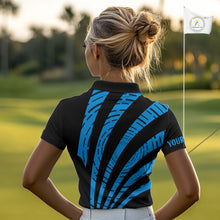 Load image into Gallery viewer, Custom Black and Blue camo Golf Polo Shirt For Women Custom ladies golf tops, personalized golf gifts NQS10609