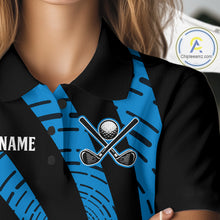 Load image into Gallery viewer, Custom Black and Blue camo Golf Polo Shirt For Women Custom ladies golf tops, personalized golf gifts NQS10609