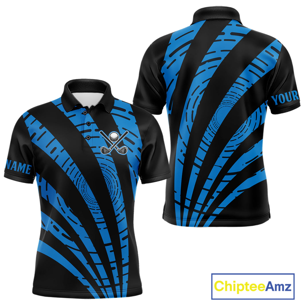 Custom Black and Blue camo Golf Polo Shirt For Men Custom men's golf tops, personalized golf gifts NQS10609
