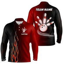 Load image into Gallery viewer, Gradient Black Red bowling league jerseys custom Men Bowling Polo Shirt, gifts for bowling team NQS7436