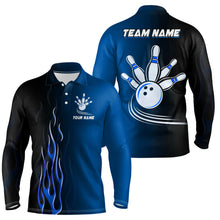 Load image into Gallery viewer, Gradient Black Blue bowling league jerseys custom Men Bowling Polo Shirt, gifts for bowling team NQS7437