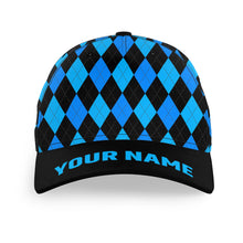 Load image into Gallery viewer, Multicolor argyle pattern custom name golf sun hats, unique golf gifts for golfers NQS9865
