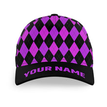Load image into Gallery viewer, Multicolor argyle pattern custom name golf sun hats, unique golf gifts for golfers NQS9865