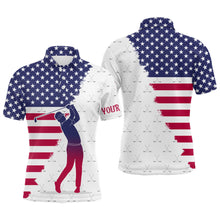 Load image into Gallery viewer, Red, White &amp; Blue American Flag Mens Golf Polo Shirts Custom patriotic golf attire for men NQS9203