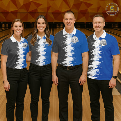 Lightning Thunder Eagle Bowling Polo, Quarter Zip Shirt For Men Custom bowling Team jerseys | Blue NQS11309