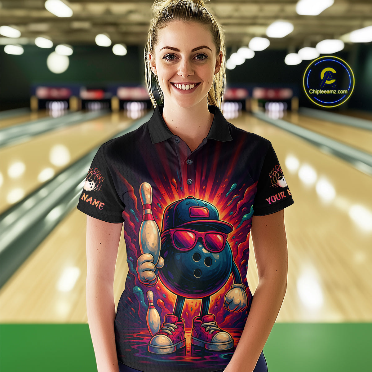 Personalized Funny Bowling Polo, Quarter Zip Shirts For Women Custom Team Bowling League Jerseys NQS11111