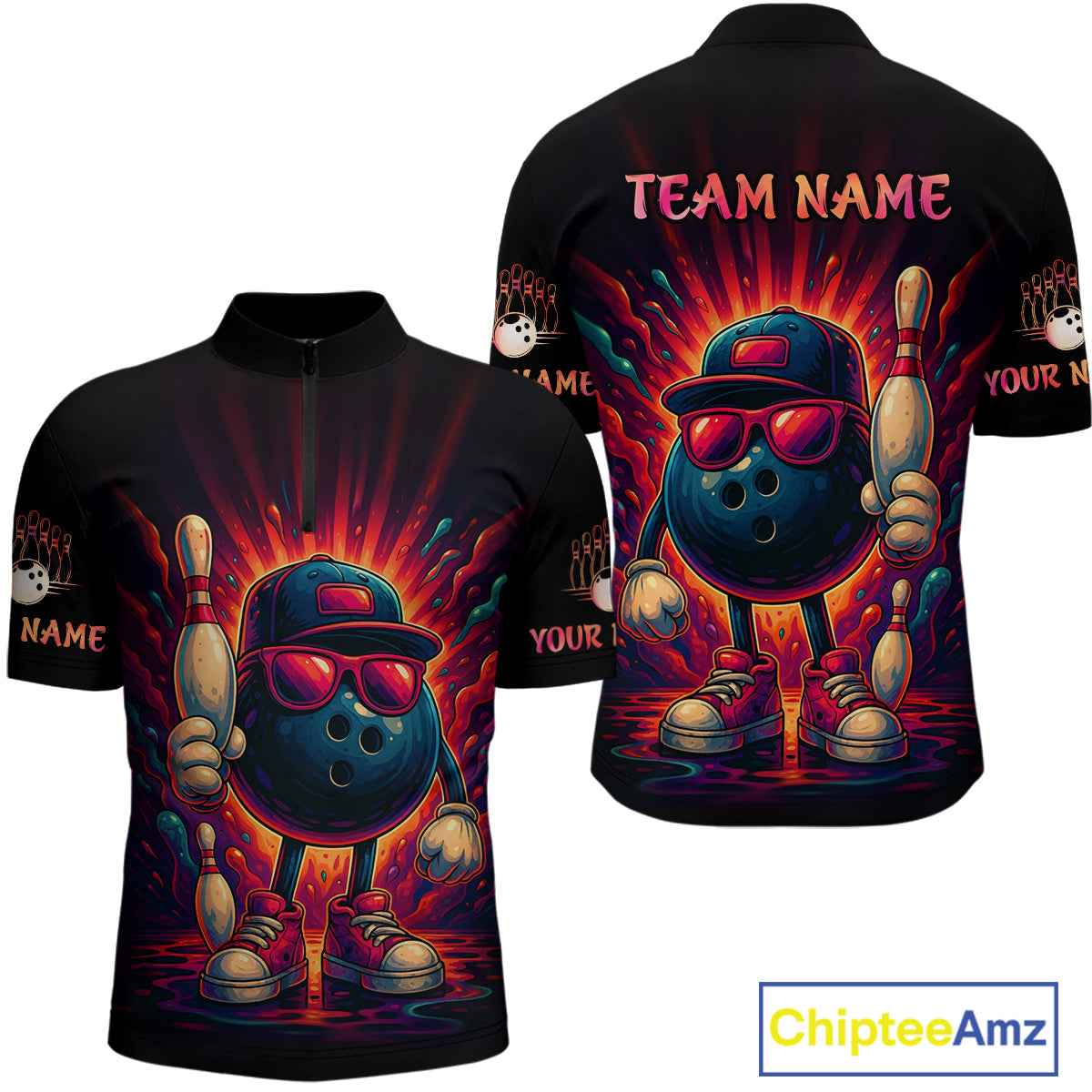 Personalized Funny Bowling Polo, Quarter Zip Shirts For men Custom Team Bowling League Jerseys NQS11111