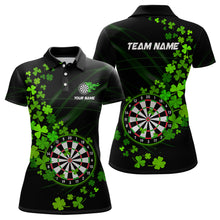 Load image into Gallery viewer, Green shamrock Lucky Darts Polo, Quarter-Zip Shirts For Women Custom St Patrick day Dart Team Jerseys NQS9458