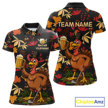 Load image into Gallery viewer, Funny Turkey Golf Beer Thanksgiving golf shirt Custom Funny golf shirt for Women, womens golf clothes NQS10964