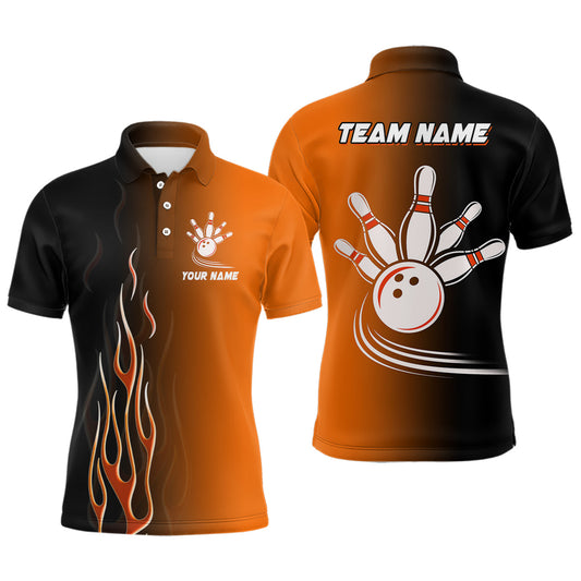 Gradient orange black bowling league jerseys custom bowling shirt for men, gifts for bowling team NQS7564