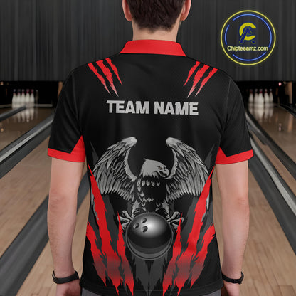 Black and Red Eagle Bowling Shirts For Men Custom Eagle Bowling Team Jerseys Bowling Uniform NQS11151