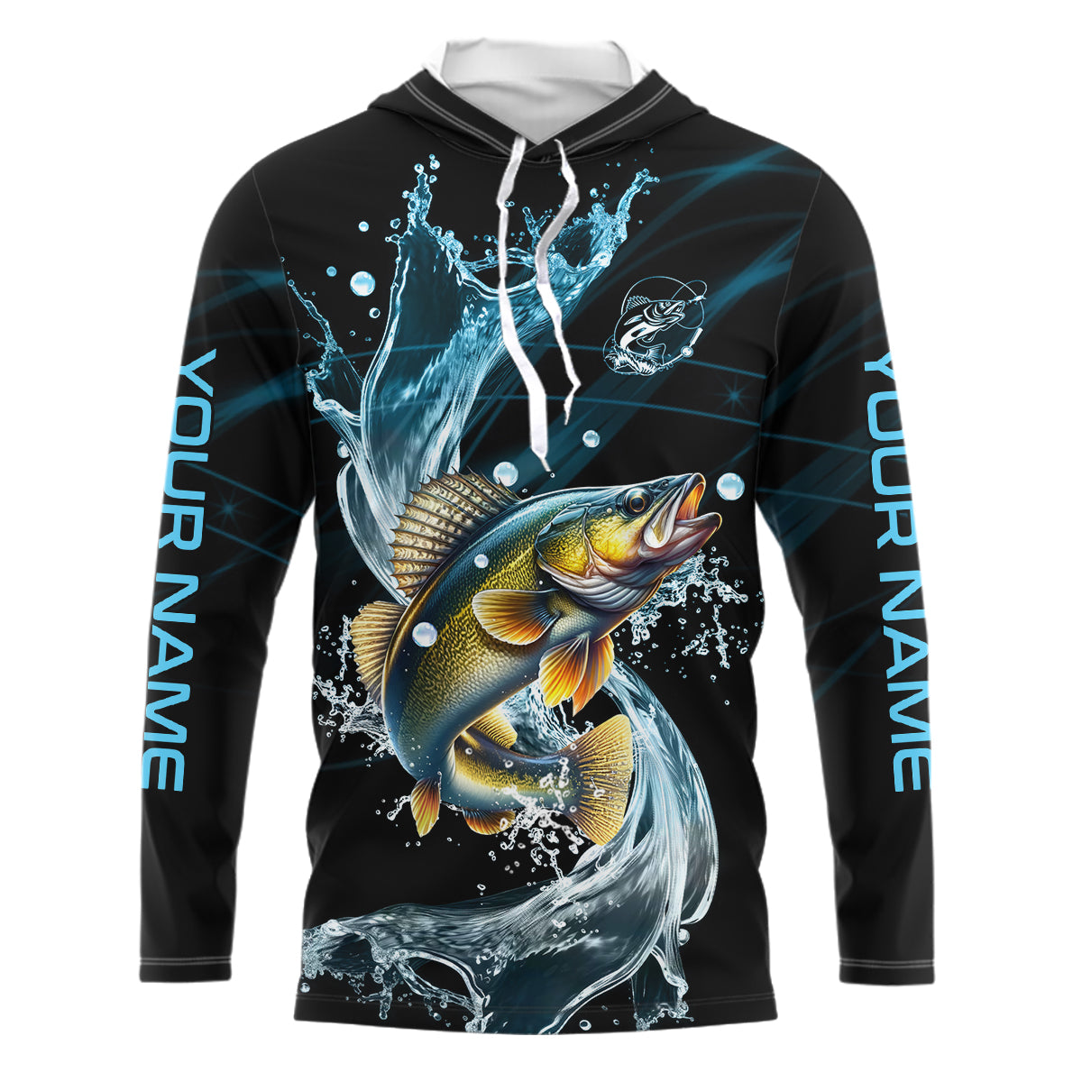 Walleye fishing blue water Custom performance long sleeve fishing shirts, Walleye fishing jerseys NQS9093
