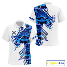 Load image into Gallery viewer, Personalized Kid golf polo shirts custom white and blue camo Kid golf apparel, golfing gifts NQS10073