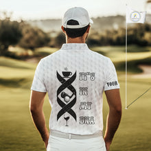 Load image into Gallery viewer, Black and White Mens golf polo shirt custom It's in my DNA coffee golf wine mens golf outfit NQS10390