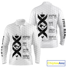 Load image into Gallery viewer, Black and White Mens golf polo shirt custom It's in my DNA coffee golf wine mens golf outfit NQS10390