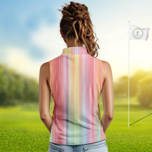 Load image into Gallery viewer, Colorful rainbow stripe pattern Mens golf polo shirt custom best golf apparel for men NQS10406