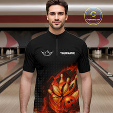 Load image into Gallery viewer, Flame Broken Bowling Ball and pins Bowling Shirt For Men Custom Flame Team Bowling Jerseys NQS10102