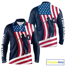Load image into Gallery viewer, American Flag Mens golf polo shirt custom men's patriotic polo shirts, best golf shirts for men NQS10253