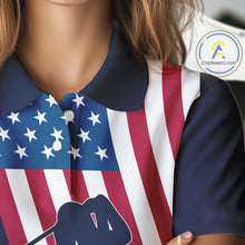 Load image into Gallery viewer, American Flag Women golf polo shirt custom women's patriotic polo shirts, best golf shirts for ladies NQS10253