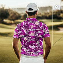Load image into Gallery viewer, Pink tropical flower leaf pattern funny Golf polo shirts For Men Custom mens golf outfits NQS10120