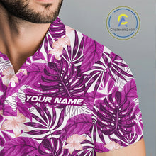 Load image into Gallery viewer, Pink tropical flower leaf pattern funny Golf polo shirts For Men Custom mens golf outfits NQS10120